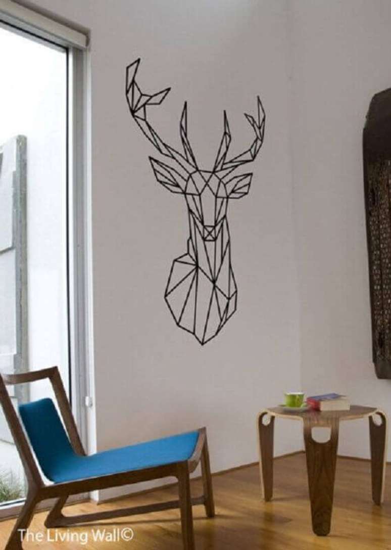 48. Parede decorada com fita isolante preta &ndash; Foto: Etsy