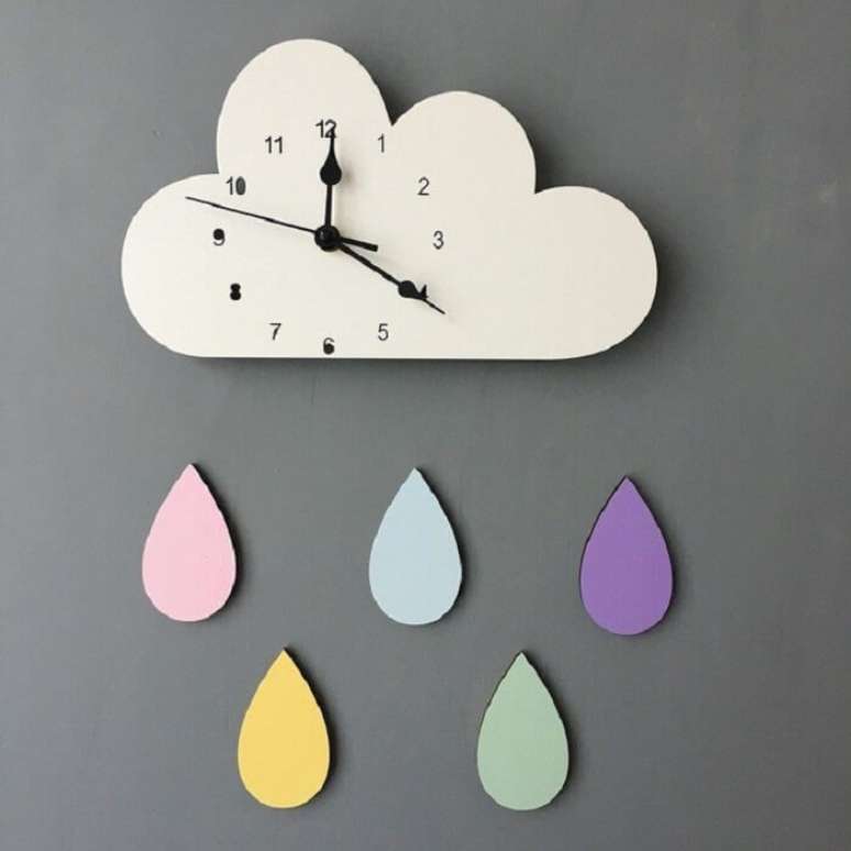 15. Relógio de parede diferente e criativo em formato de nuvem. Fonte: Pinterest