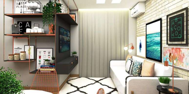 32. O sof&aacute; para apartamento branco &eacute; uma &oacute;tima op&ccedil;&atilde;o. Projeto de G+G Interiores