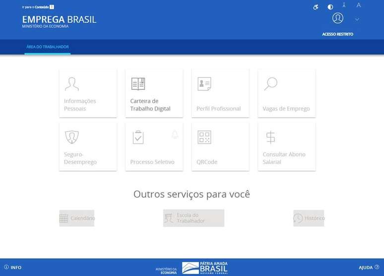Cadastro para a CTPS Digital