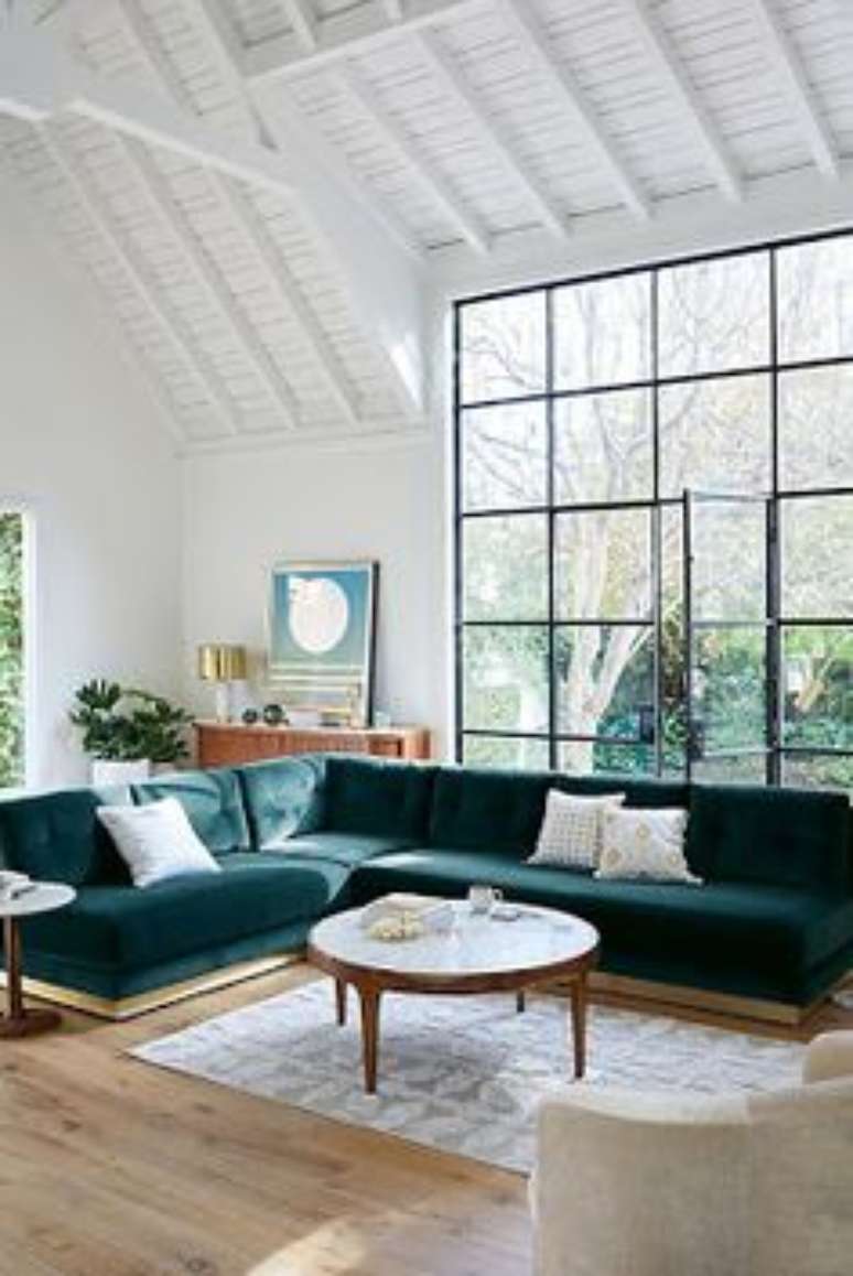56. Sof&aacute; colorido verde de canto &ndash; Por: Pinterest