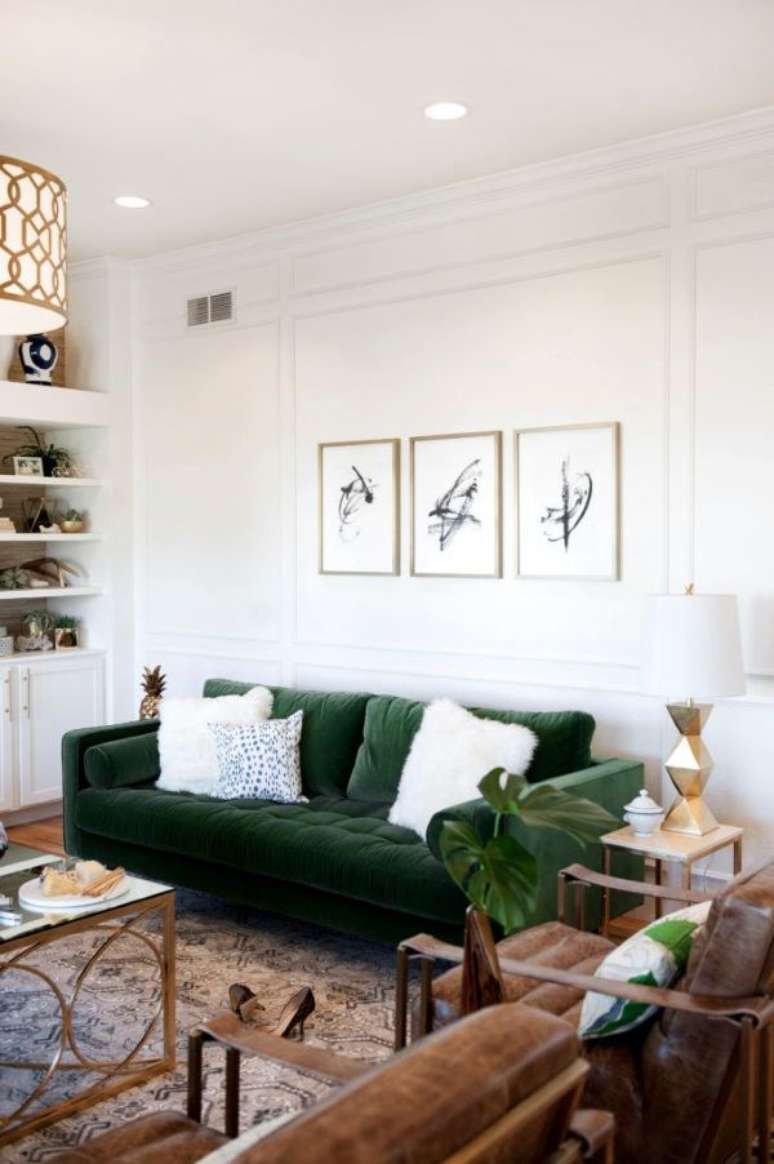 52. Use o sofá verde para ter uma linda decoração – Por: Pinterest