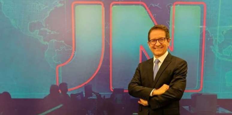 Carlos Tramontina no estúdio do 'JN' no Rio: retorno ao telejornal do qual já foi apresentador eventual