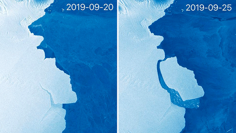 Sistema de satélite Sentinel-1 da União Europeia capturou essas imagens para fazer a comparação antes e depois