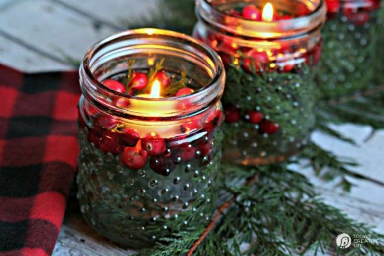 36. Velas personalizadas para usar na decora&ccedil;&atilde;o de natal para sala de estar &ndash; Por: Today Creative Life
