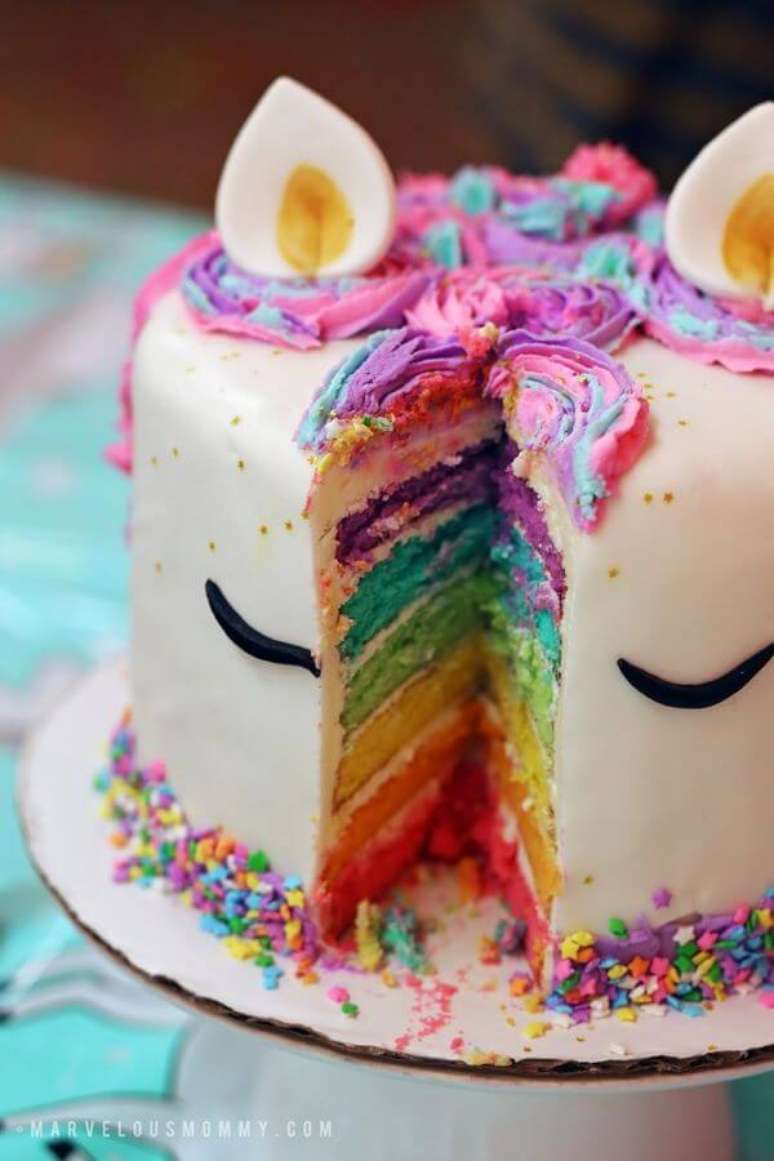 95. A massa colorida é perfeita para o bolo de unicórnio – Por: Marvelour Momy