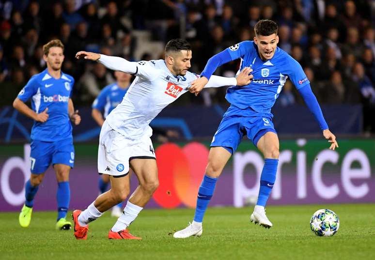 Lance da partida entre KRC Genk e Napoli, na Bélgica, pela segunda rodada do grupo E da Liga dos Campeões, que terminou empatada sem gols.  2/10/2019  REUTERS/Piroschka van de Wouw 