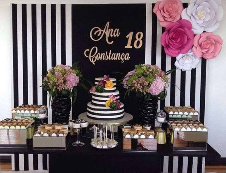 42. Decoração para festa de 18 anos preto e branco – Por: Pinterest