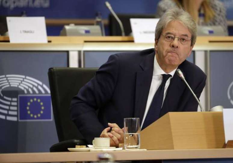 Paolo Gentiloni durante sabatina no Parlamento Europeu