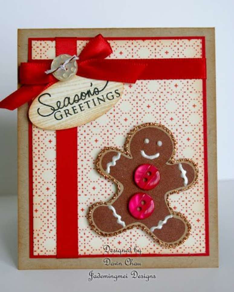 51. Biscoitos natalinos deixa tudo muito interessante no cartão de Natal. Foto: Jademingmei Designs