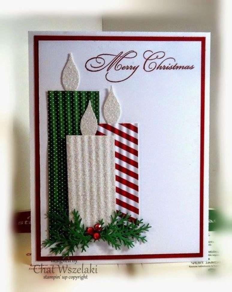 48. Velas natalinas também são muito vistas em cartão de Natal. Foto: Creative Maxx