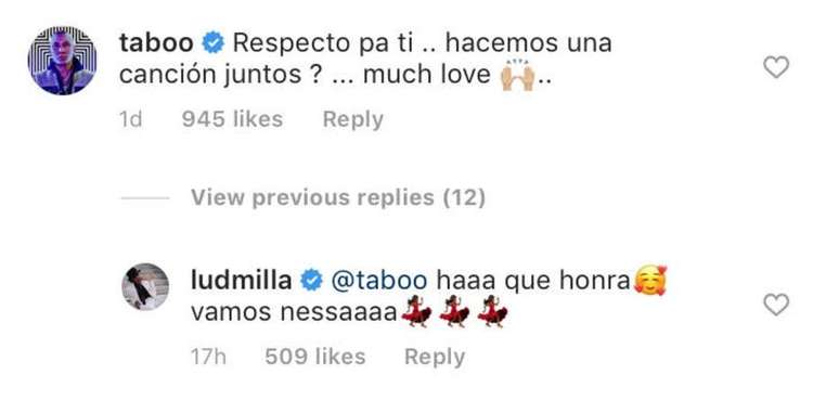 Taboo, integrante do Black Eyed Peas, convida Ludmilla para parceria musical.