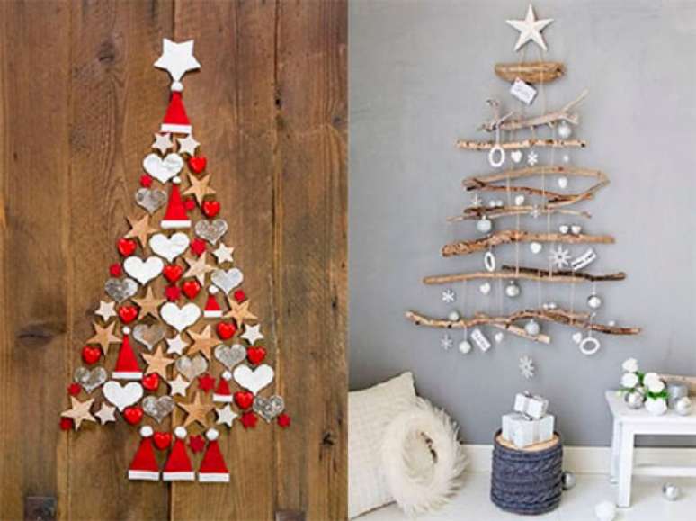 61. Árvore de Natal na parede feita com design simples e barato. Fonte: MdeMulher