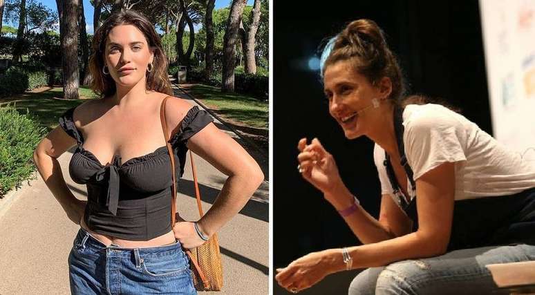 Para muitas internautas, incluindo Paola Carosella (à direita), Alie Tate-Cutler (à esquerda) não corresponde a uma modelo 'plus size' e endossa um padrão de beleza que prejudica a autoestima de mulheres realmente acima do peso.