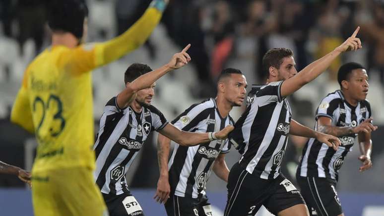 Botafogo comemora o gol de João Paulo, o segundo do Botafogo no jogo (Foto: Vitor Silva/Botafogo)