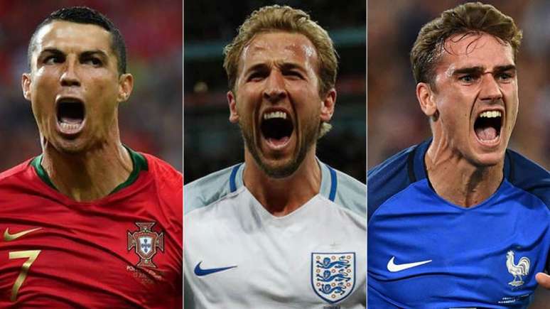 Cristiano Ronaldo, Harry Kane e Antoine Griezmann são os principais craques de suas seleções (AFP)