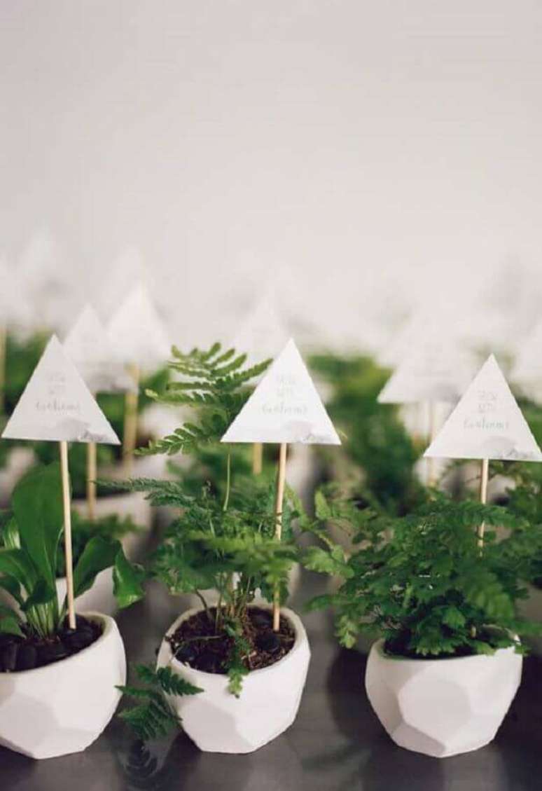 55. Lembrancinhas de anivers&aacute;rio com vasinhos de plantas &ndash; Por: Pinterest