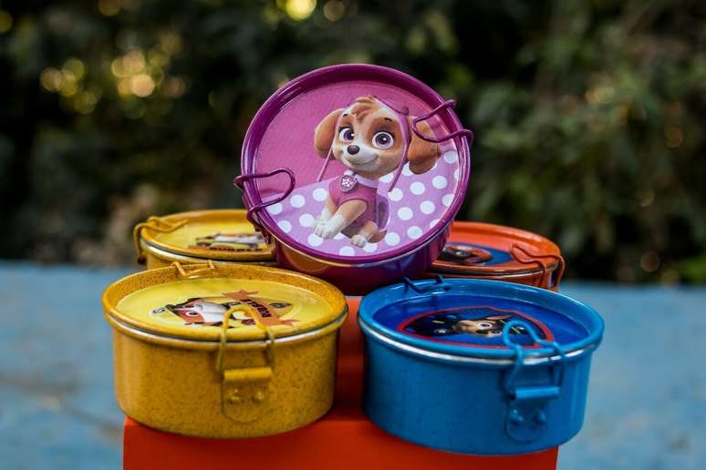 8. Mini marmita de alum&iacute;nio para lembrancinha de anivers&aacute;rio patrulha canina &ndash; Por: Pinterest