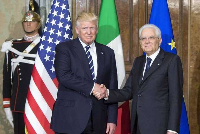 Trump é recebido por Mattarella durante visita à Itália, em maio de 2017
