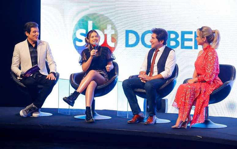 Celso Portiolli, Maisa Silva, Daniel e Eliana em coletiva sobre o Teleton 2019, no SBT.