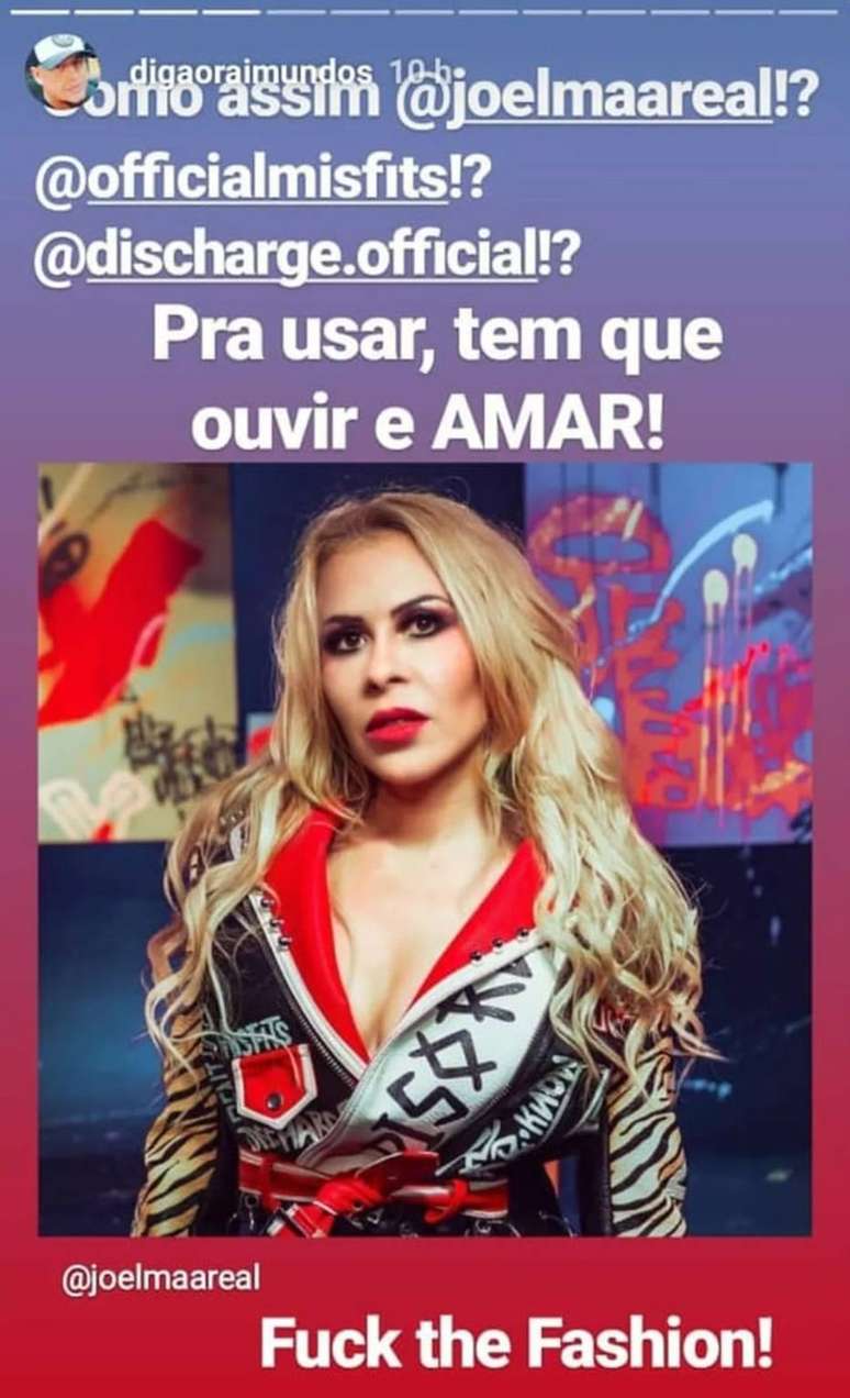 Story publicado por Digão, do Raimundos, criticando Joelma.