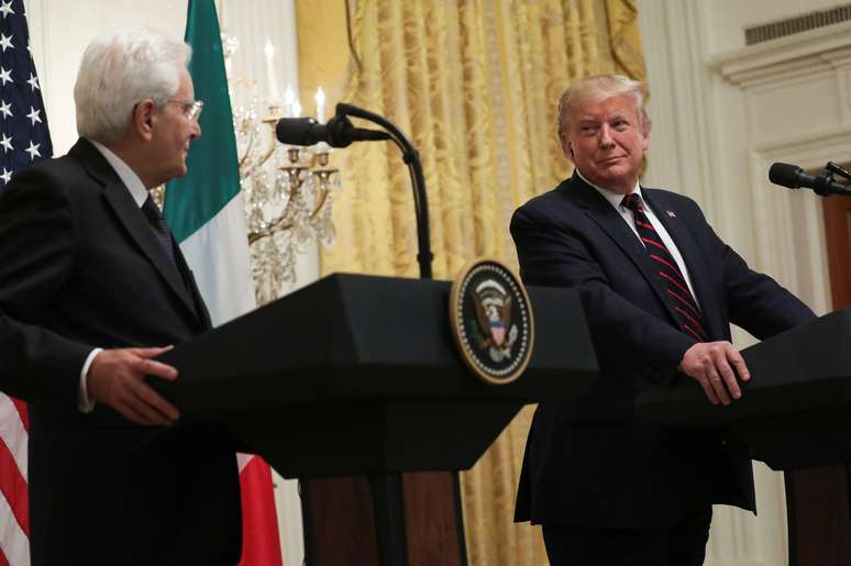 Presidentes dos EUA, Trump, e da Itália, Mattarella, dão entrevista conjunta à imprensa na Casa Branca. REUTERS/Jonathan Ernst 