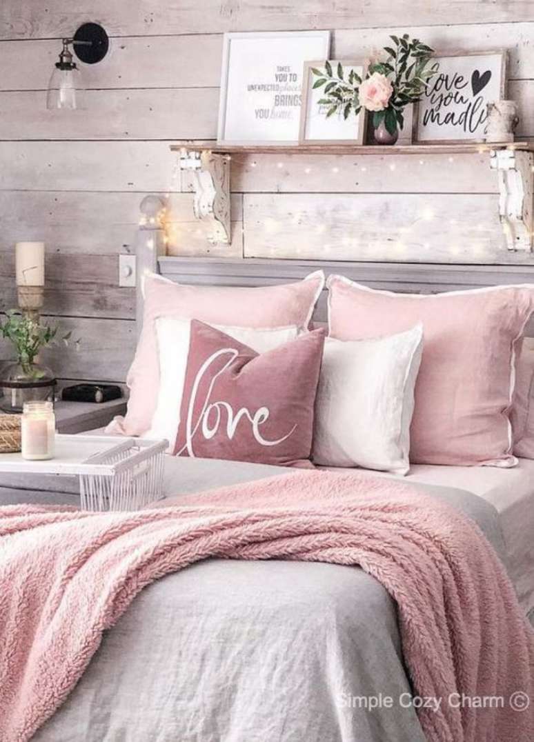 39. use o cinza para deixar a decora&ccedil;&atilde;o de quarto rosa mais moderna &ndash; Por: Simple Cozy
