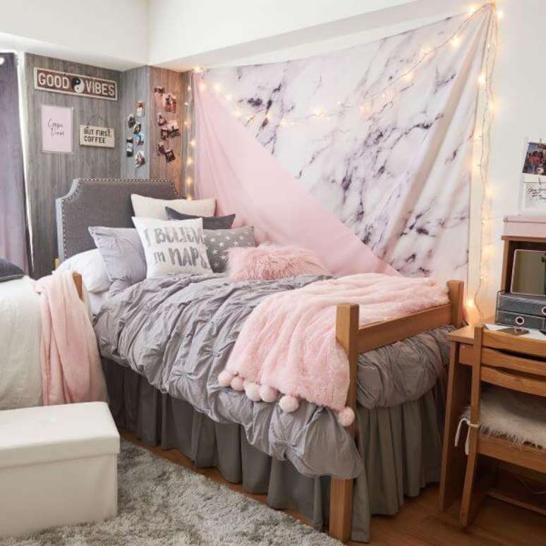 49. Aposte no quarto cinza e rosa para uma decora&ccedil;&atilde;o moderna &ndash; Por: Homify