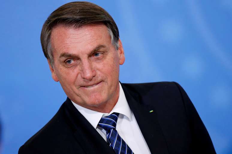 Presidente Jair Bolsonaro durante cerim&ocirc;nia no Pal&aacute;cio do Planalto
15/10/2019
REUTERS/Adriano Machado