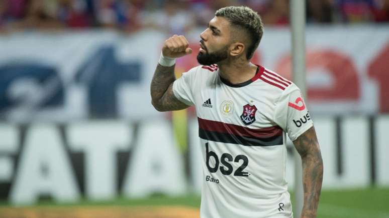 Gabigol celebra o gol marcado no Castelão (Foto: Alexandre Vidal/Flamengo)
