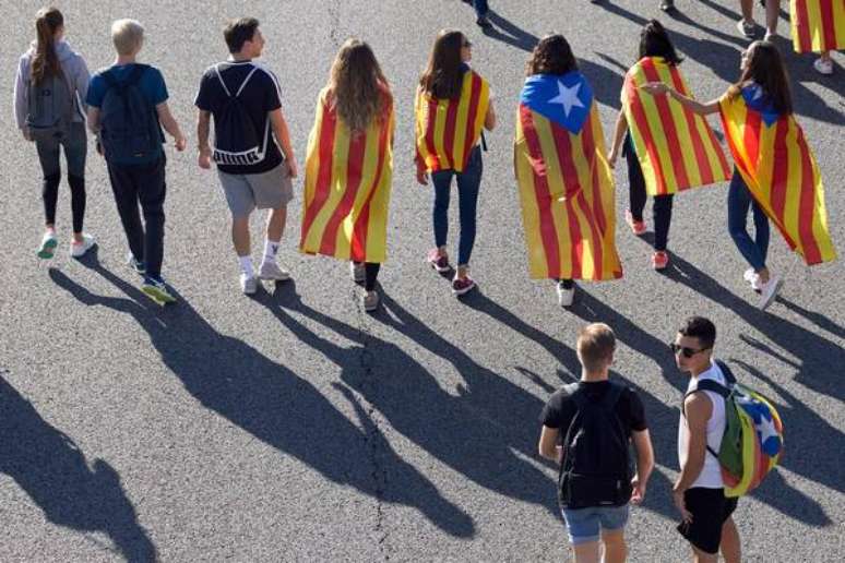 Marcha pró-independência em Barcelona, capital da Catalunha