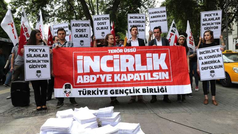 Os movimentos de esquerda na Turquia protestaram contra a presença de forças americanas em Incirlik
