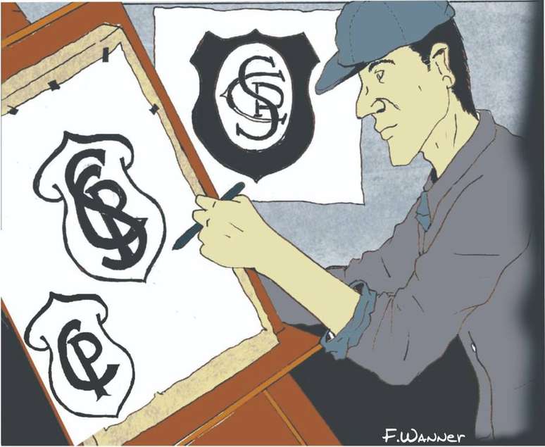 Ilustra&ccedil;&atilde;o feita pelo historiador&nbsp;Fernando Wanner mostra evolu&ccedil;&atilde;o dos distintivos.