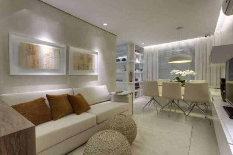 22. Puff de croch&ecirc; redondo na sala neutra &ndash; Por: Renata Basques