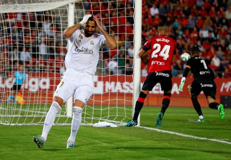 Karim Benzema, atacante do Real Madrid, durante a derrota para o Mallorca