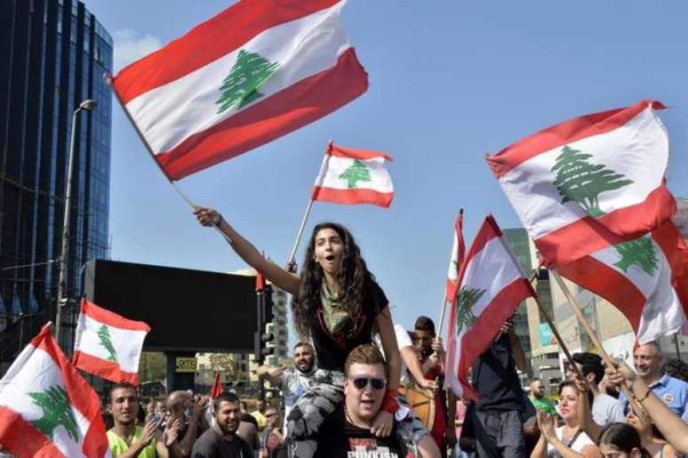 Protestos contra o governo em Beirute, capital do Líbano