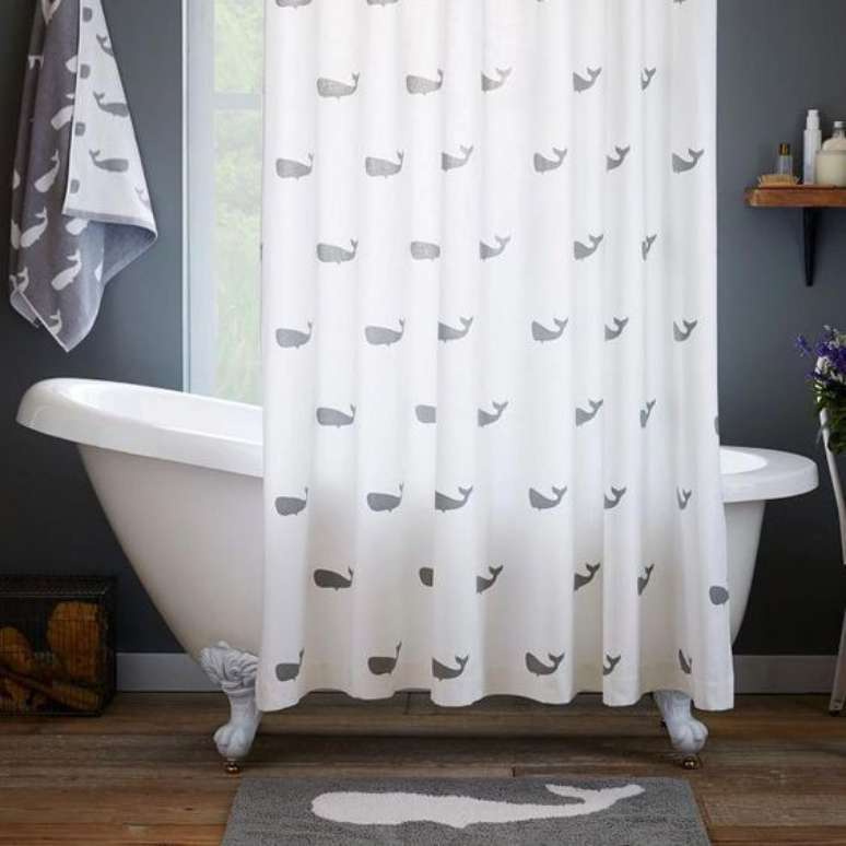 14. Os desenhos de sua cortina para banheiro podem ser muitos. Foto: Decorative Accents