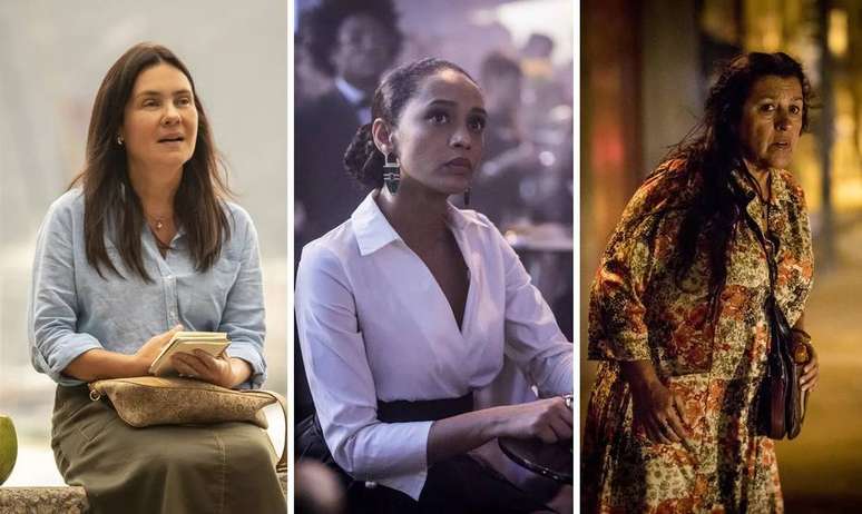 Adriana Esteves (Telma), Vit&oacute;ria (Ta&iacute;s Ara&uacute;jo) e Lurdes (Regina Cas&eacute;), personagens da novela das 9&nbsp;'Amor de M&atilde;e'.