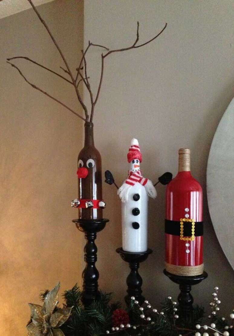 5. Modelo de garrafas decoradas natalinas – Foto: Pinterest