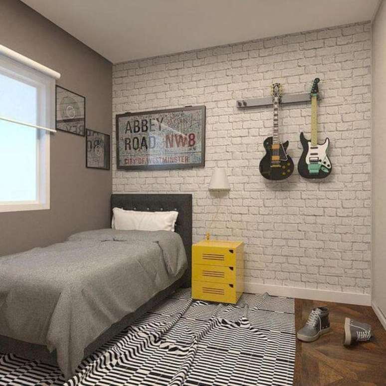 19. Enfeites para quarto com guitarra na parede – Por: Pinterest