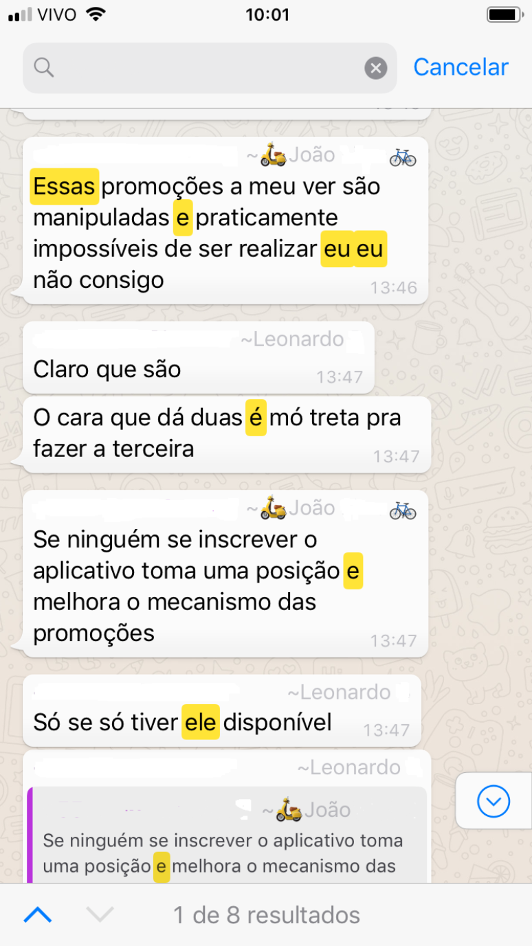 Em grupos de WhatsApp, entregadores criticam abertamente os aplicativos