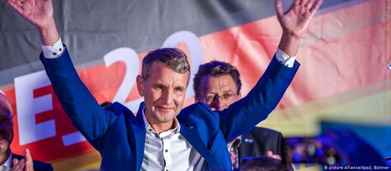 Björn Höcke, principal candidato da AfD na Turíngia, comemora resultado da eleição