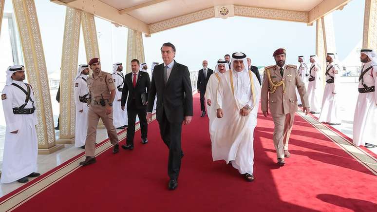 Bolsonaro em chegada a Doha; presidente afirmou que foco da viagem é 'econômico'