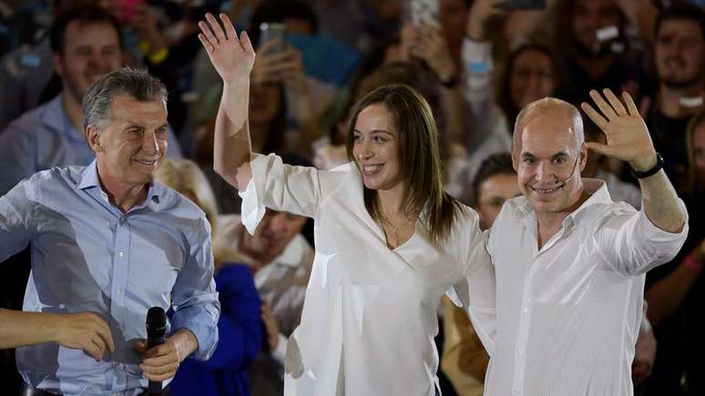 Mauricio Macri, Mar&iacute;a Eugenia Vidal e Horacio Rodr&iacute;guez Larreta: o presidente com dois que deveriam ser seus sucessores