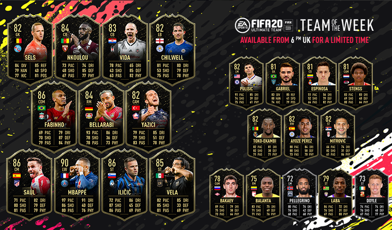 Os jogadores da oitava seleção da semana do Fifa 20 Ultimate Team (Foto: Reprodução/Twitter)