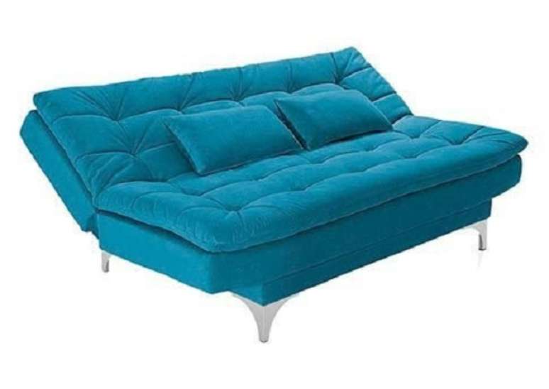 10. Sofá suede em tom azul turquesa. Fonte: Confort House