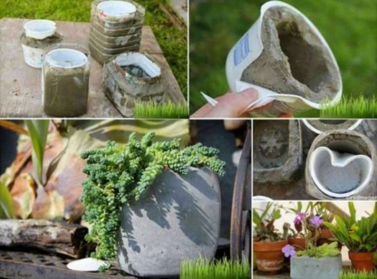 14. Como fazer enfeites para jardim de cimento. Fonte: Artesanato Passo a Passo