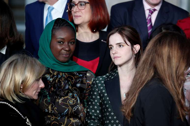 Atriz Emma Watson (&agrave; direita) participa de encontro sobre igualdade de g&ecirc;nero no Pal&aacute;cio do Eliseu em Paris
19/02/2019
Yoan Valat/Pool via REUTERS