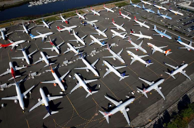 Aviões do modelo Boeing 737 MAX estacionados em aeroporto da empresa em Seattle, Washington. 1/7/2019. REUTERS/Lindsey Wasson