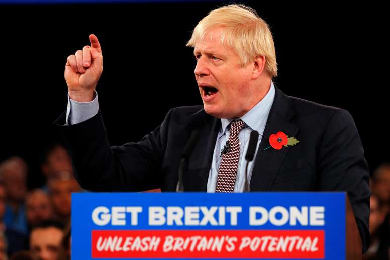 Premiê britânico, Boris Johnson, discursa em comício do Partido Conservador em Birmingham
06/11.2019
REUTERS/Phil Noble